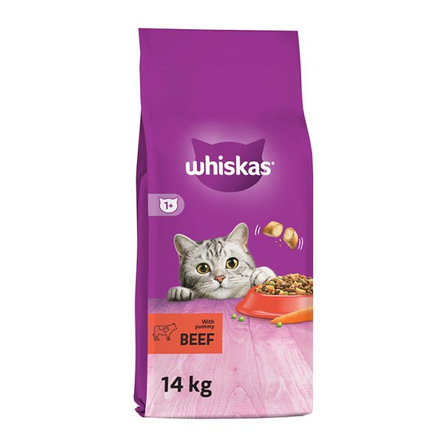 Whiskas Adult με μοσχάρι και γεμιστές κροκέτες για ενήλικες γάτες 300γρ