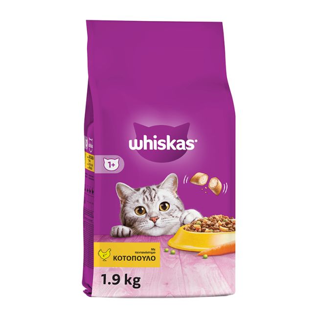 Whiskas Adult με κοτοπουλο και γεμιστές κροκέτες για ενήλικες γάτες 300γρ