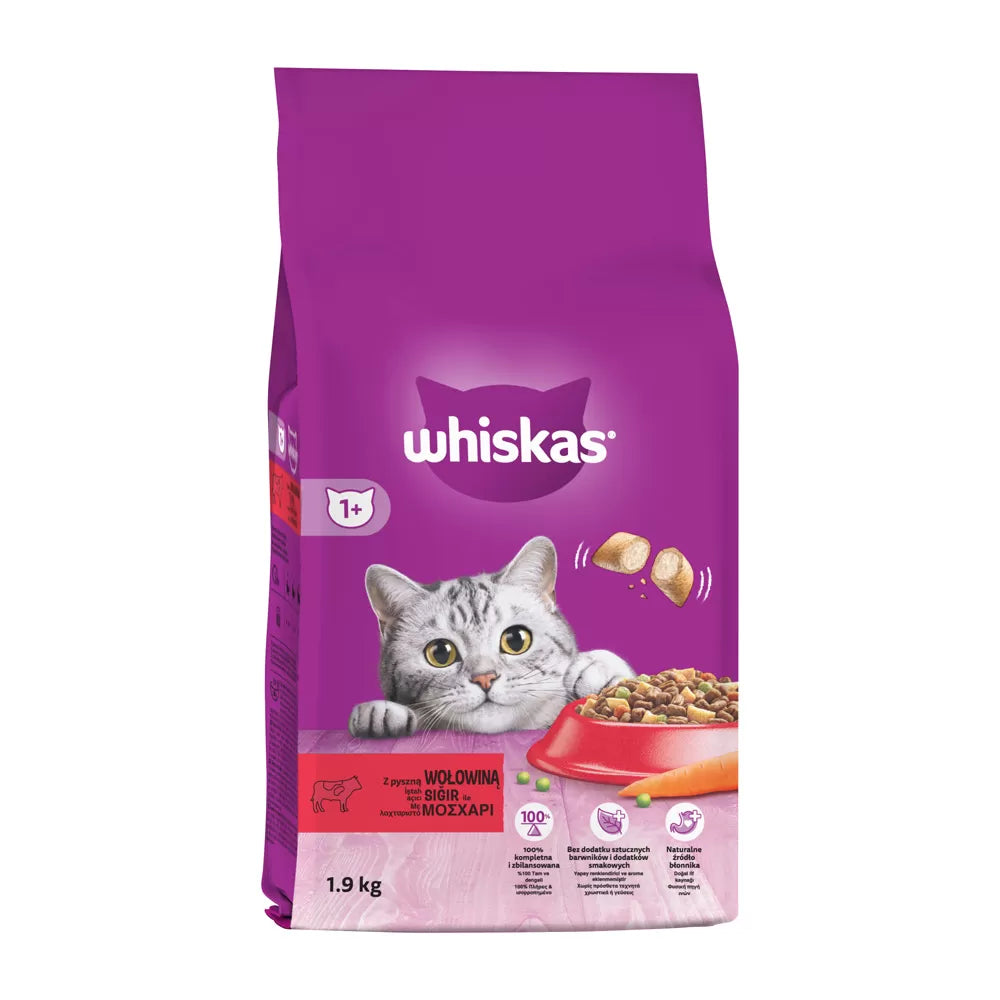 Whiskas Adult με μοσχάρι και γεμιστές κροκέτες για ενήλικες γάτες 300γρ