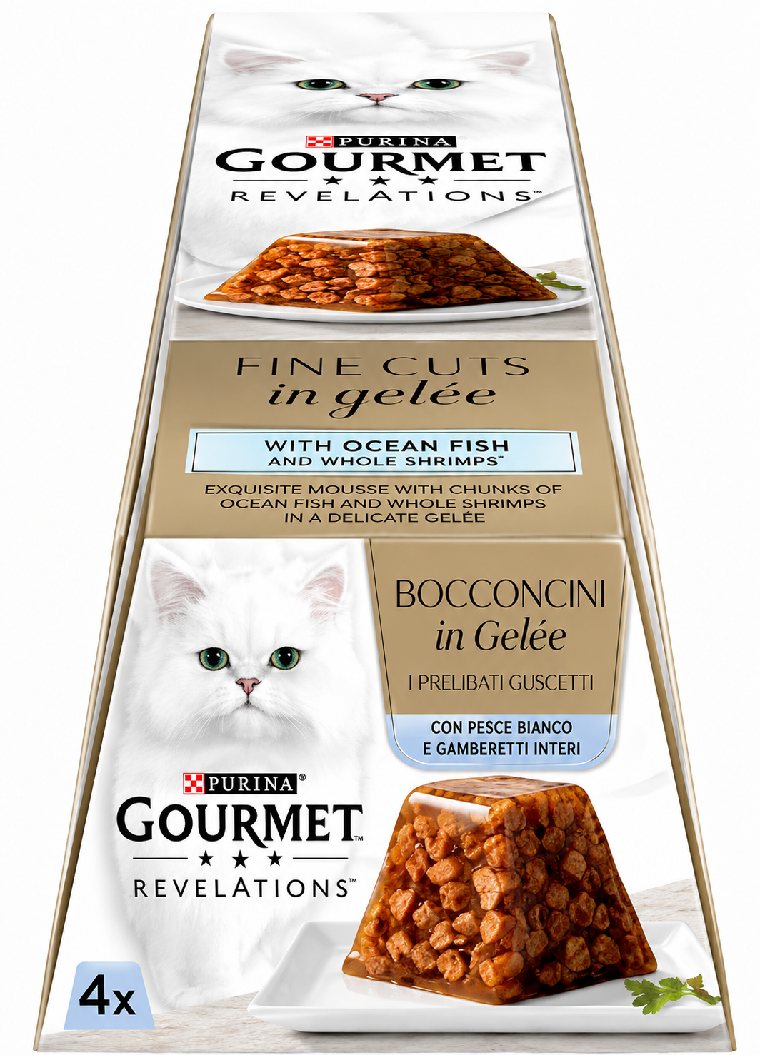 Gourmet Revelations Πολυσυσκευασία Fine Cuts σε Ζελέ με Κοτόπουλο / Σολωμό / Λευκά Ψάρια 4x57g Petit Palace