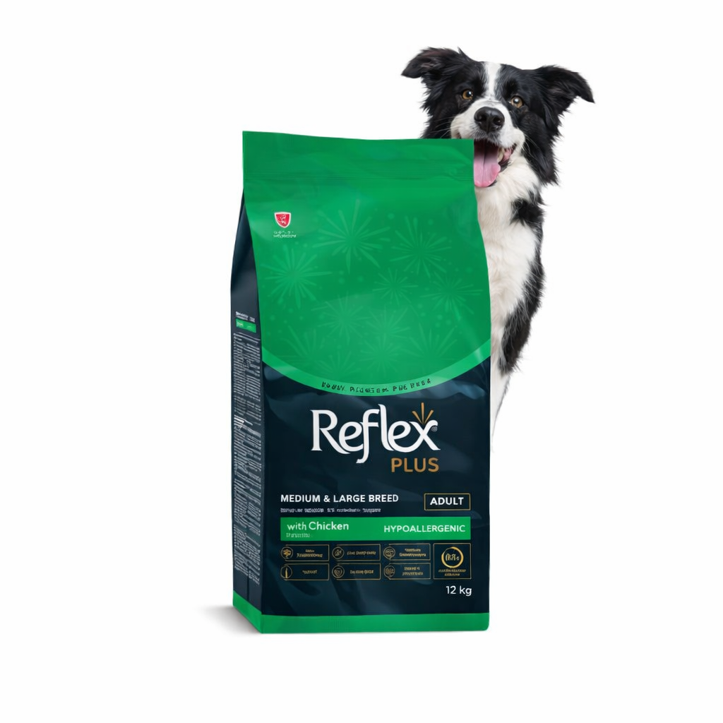REFLEX PLUS Medium/Large Adult Chicken 12kg για Ενήλικους Σκύλους Petit Palace