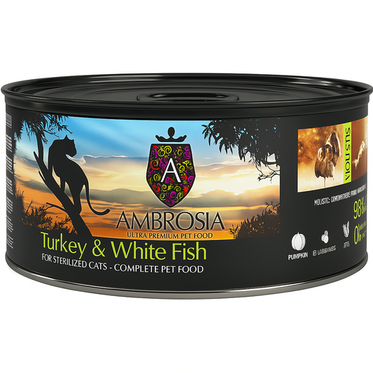 Ambrosia Υγρή τροφή για στειρωμένες γάτες και γατάκια χωρίς σιτηρά 150gr Petit Palace