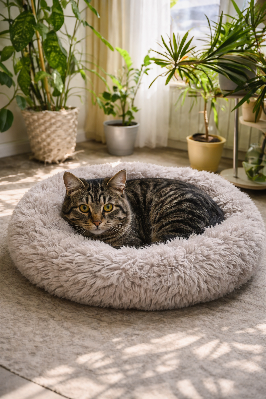 Γούνινο Πολυτελές Μαξιλάρι-Στρώμα Donut για Κατοικίδια 70cm diam.