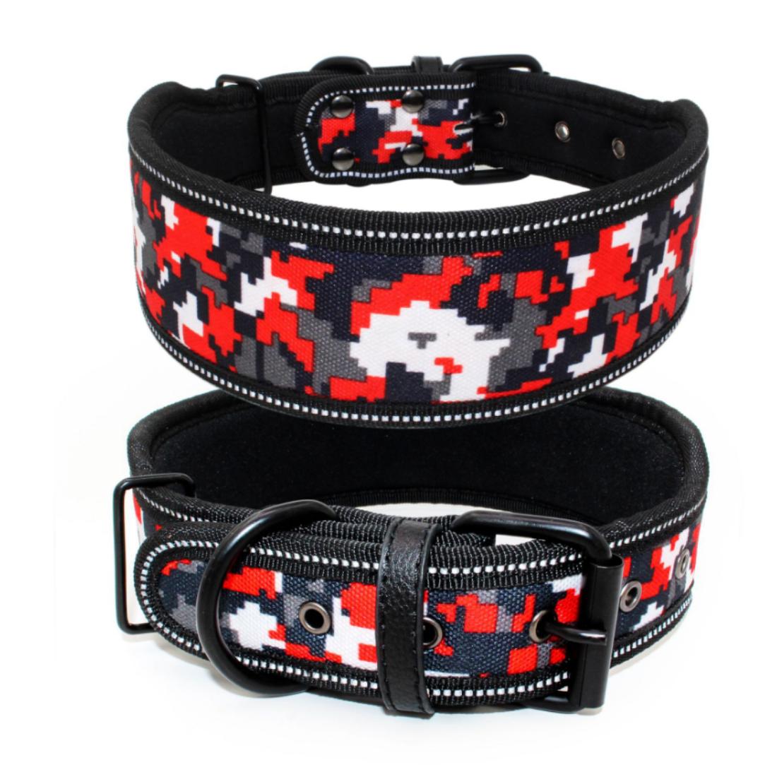 Κόκκινο Κολάρο Σκύλου Παραλλαγής | Red Camouflage Dog Collar Petit Palace