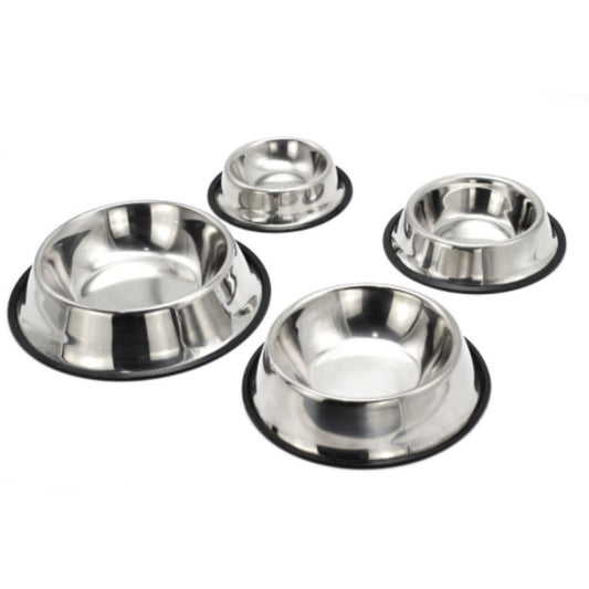 Ανοξείδωτο Μπολ Φαγητού & Νερού με Αντιολισθητική Βάση σε Ασημί χρώμα | Food & Water Bowl with Non-Slip Base in Silver color Petit Palace