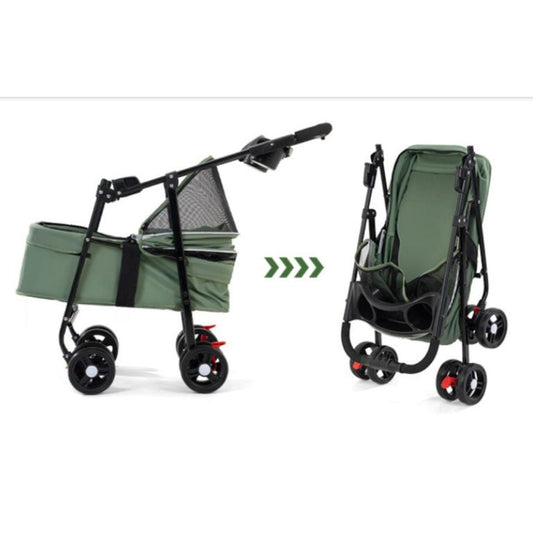 Καροτσάκι Μεταφοράς Κατοικιδίου Πτυσσόμενο Μαύρο Ανοιχτό: 48x70x98cm Κλειστό: 80x25x48cm Petit Palace