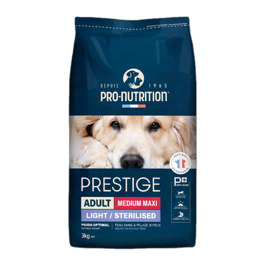 Pro-Nutrition Prestige Adult Medium/Maxi Light/Sterilised για Ενήλικους Στειρωμένους Σκύλους 3kg / 14+2.5kg Petit Palace