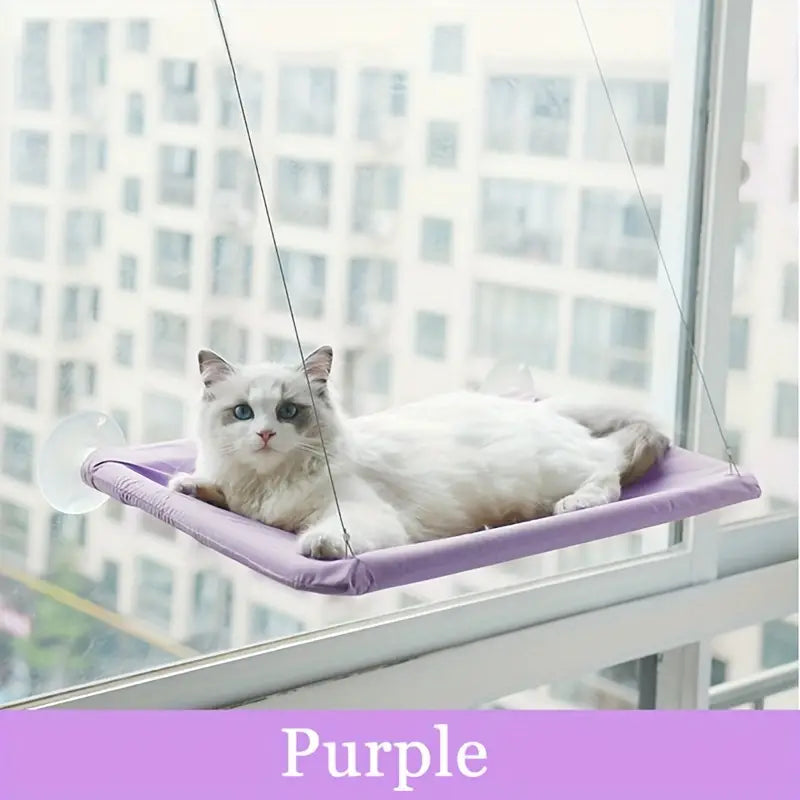 Cozy Window-Mounted Cat Hanging Hammock: Detachable, Washable, Steel Wire Suction Cup Bed For Indoor Cats!