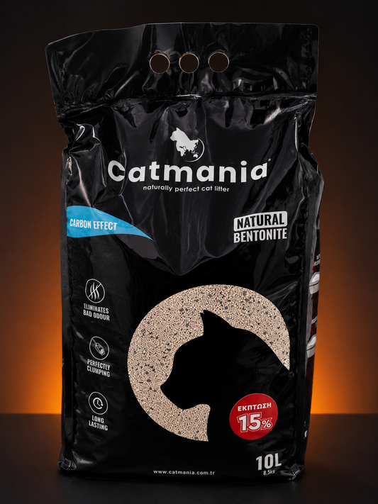 🐾 Catmania Άμμος Γάτας 10L με Ενεργό Άνθρακα – Υπερδύναμη στην Εξάλειψη Οσμών Petit Palace