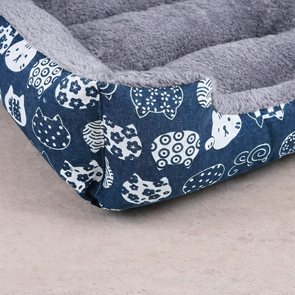 Απαλό Στρώμα Κατοικίδιων με Μπλε Σχέδιο Πατούσας | Soft Pet Mattress with Blue Paw Print 80x60cm Petit Palace