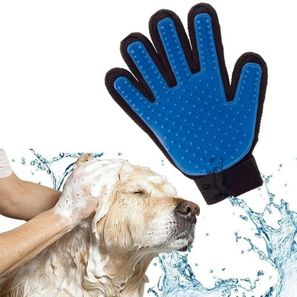 Pet Grooming Glove for Cats and Dogs  - Gentle Deshedding Brush  - Effective Pet Hair Remover Glove  - Massages and Stimulates Circulation - Easy to Use and Clean