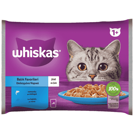 Whiskas Φακελάκι Core με επιλεγμένα ψαρικά σε ζελέ 4χ85γρ