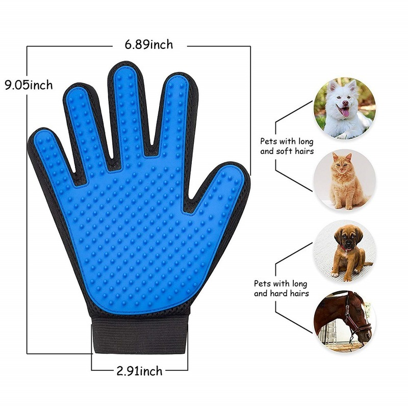 Pet Grooming Glove for Cats and Dogs  - Gentle Deshedding Brush  - Effective Pet Hair Remover Glove  - Massages and Stimulates Circulation - Easy to Use and Clean