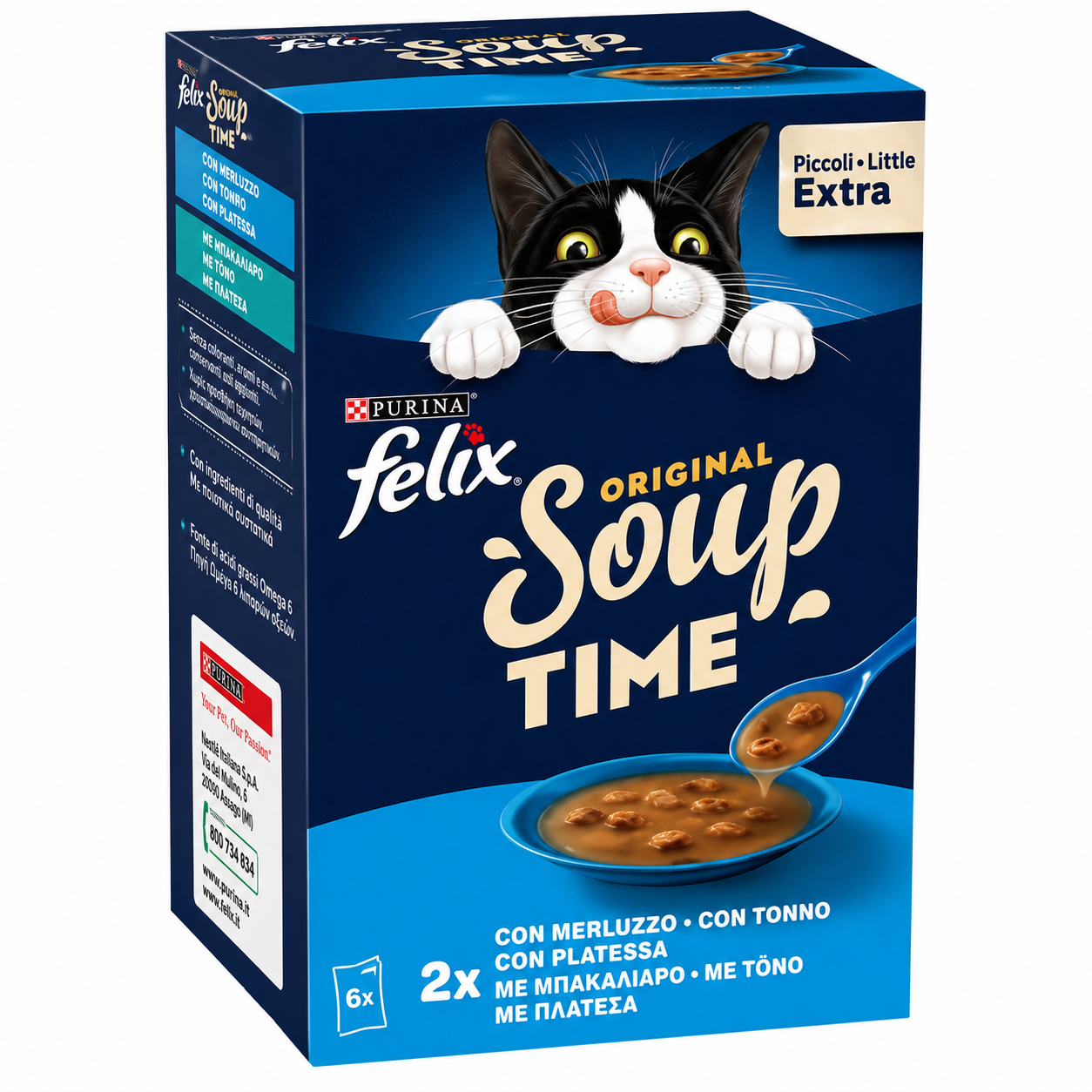 Felix Soup Time Original Πολυσυσκευασία με Μπακαλιάρο, Τόνο & Γλώσσα 6x48g Petit Palace