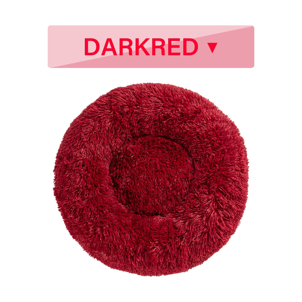 Fluffy Donut Dog Bed  Warm Soft Long Plush Pet Cushion Dog House Cat  Bed Washable Pet Sofa Mat Calming Samll Large Dog Beds