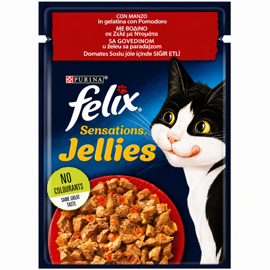 Felix Sensations Jellies με Βοδινό & Ντομάτα σε Ζελέ 85g Petit Palace