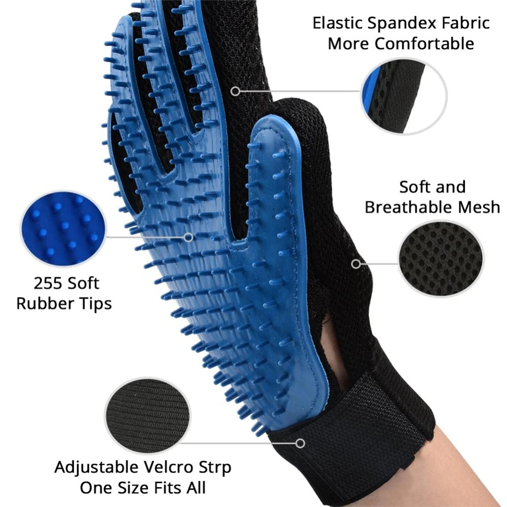 Pet Grooming Glove for Cats and Dogs  - Gentle Deshedding Brush  - Effective Pet Hair Remover Glove  - Massages and Stimulates Circulation - Easy to Use and Clean