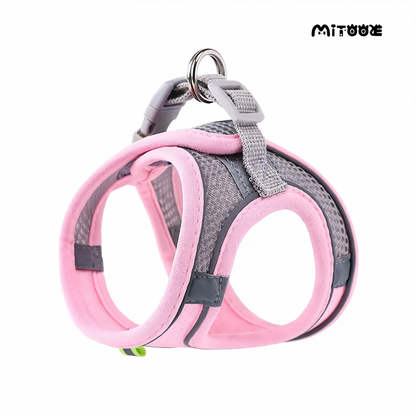 MiTOOE Μαλακό Αναπνέον Διχτυωτό Σαμαράκι  με Λουρί – Ρυθμιζόμενο Γιλέκο Περιπάτου για Μικρά Σκυλιά & Γάτες Petit Palace