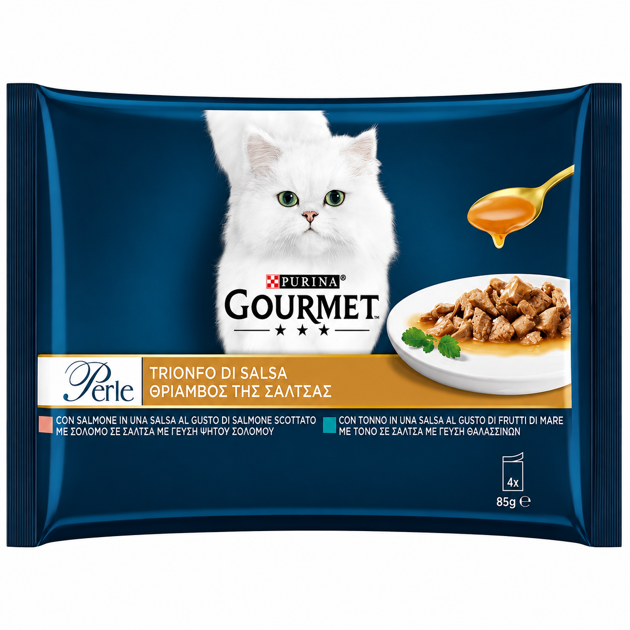 Gourmet Perle Πολυσυσκευασία «Θρίαμβος της Σάλτσας» με Σολομό & Τόνο 4x85g Petit Palace
