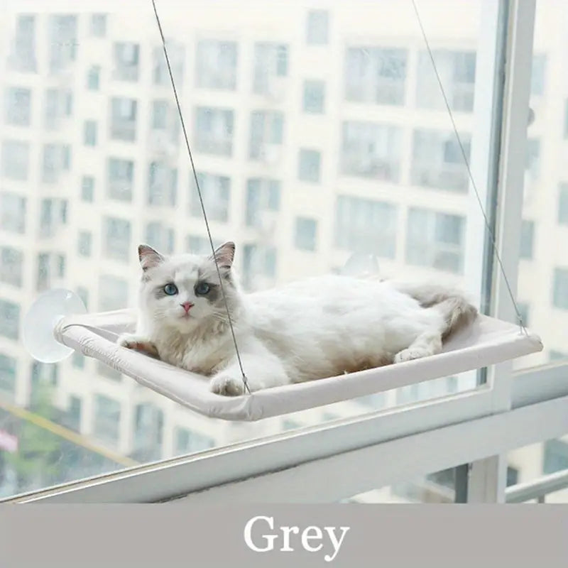 Cozy Window-Mounted Cat Hanging Hammock: Detachable, Washable, Steel Wire Suction Cup Bed For Indoor Cats!