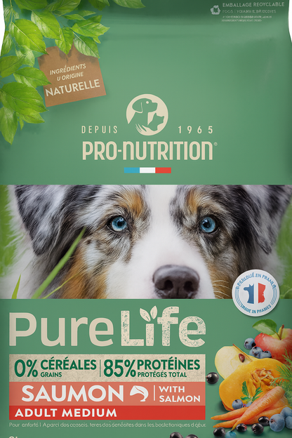 Pro-Nutrition PureLife Dog Adult Medium Salmon Grain Free με Σολομό για Ενήλικους Μεσαίου Μεγέθους Σκύλους Petit Palace