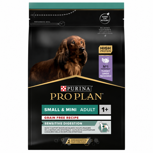 Purina Pro Plan Dog Small & Mini Adult Grain Free Sensitive Digestion Γαλοπούλα 2.5kg – Ξηρά Τροφή για Μικρόσωμους Σκύλους Petit Palace