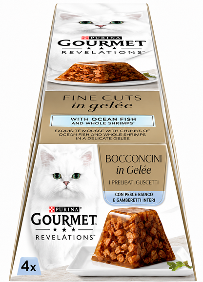 Gourmet Revelations Πολυσυσκευασία Fine Cuts σε Ζελέ με Κοτόπουλο / Σολωμό / Λευκά Ψάρια 4x57g Petit Palace