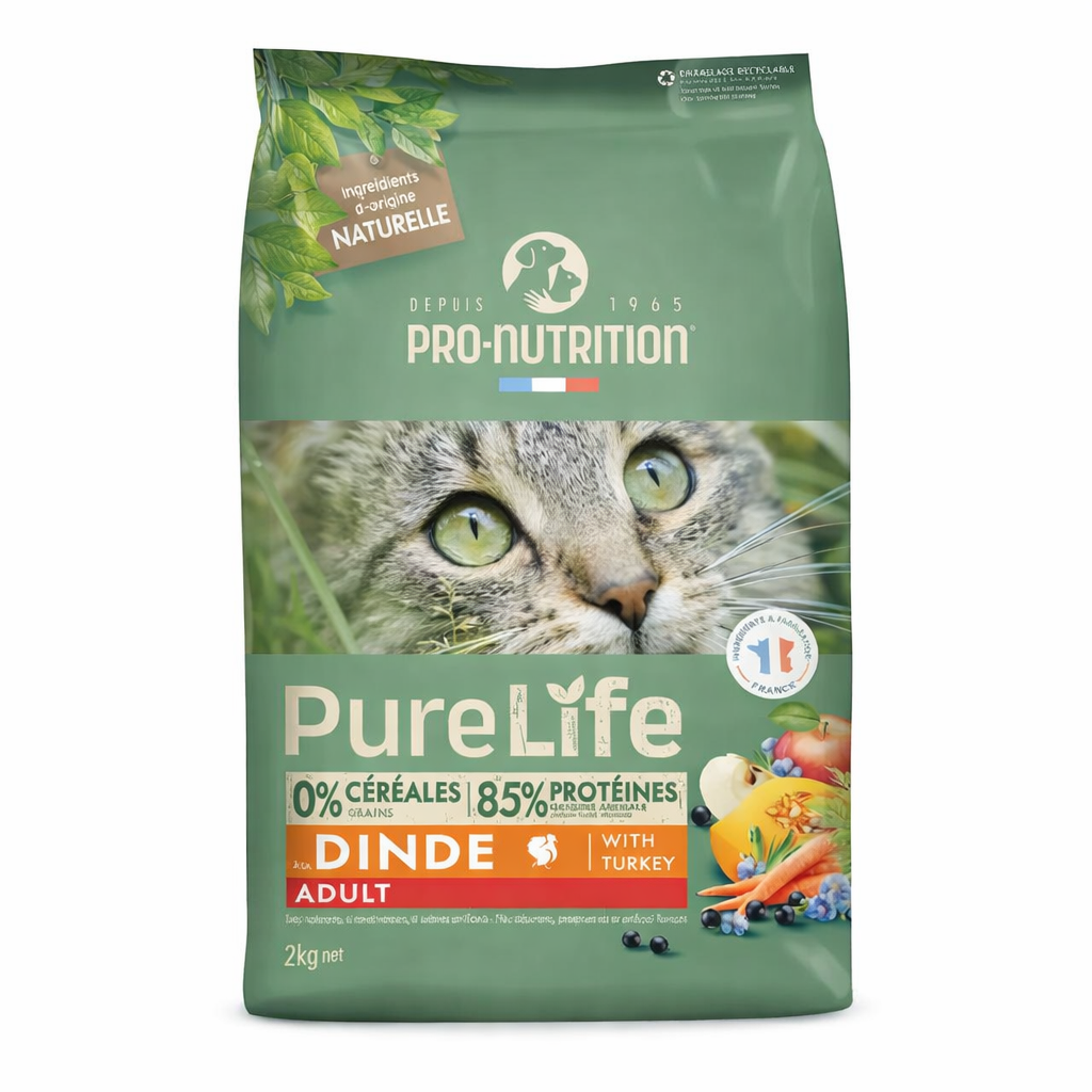 Pro-Nutrition PureLife Cat Adult Turkey Grain Free με Γαλοπούλα για Ενήλικες Γάτες 2kg Petit Palace