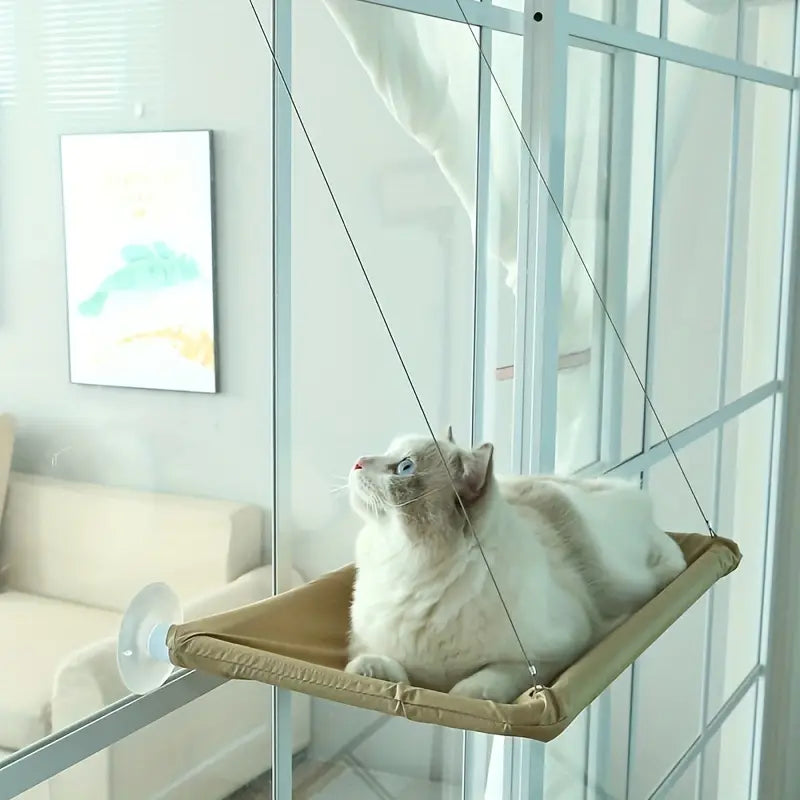 Cozy Window-Mounted Cat Hanging Hammock: Detachable, Washable, Steel Wire Suction Cup Bed For Indoor Cats!