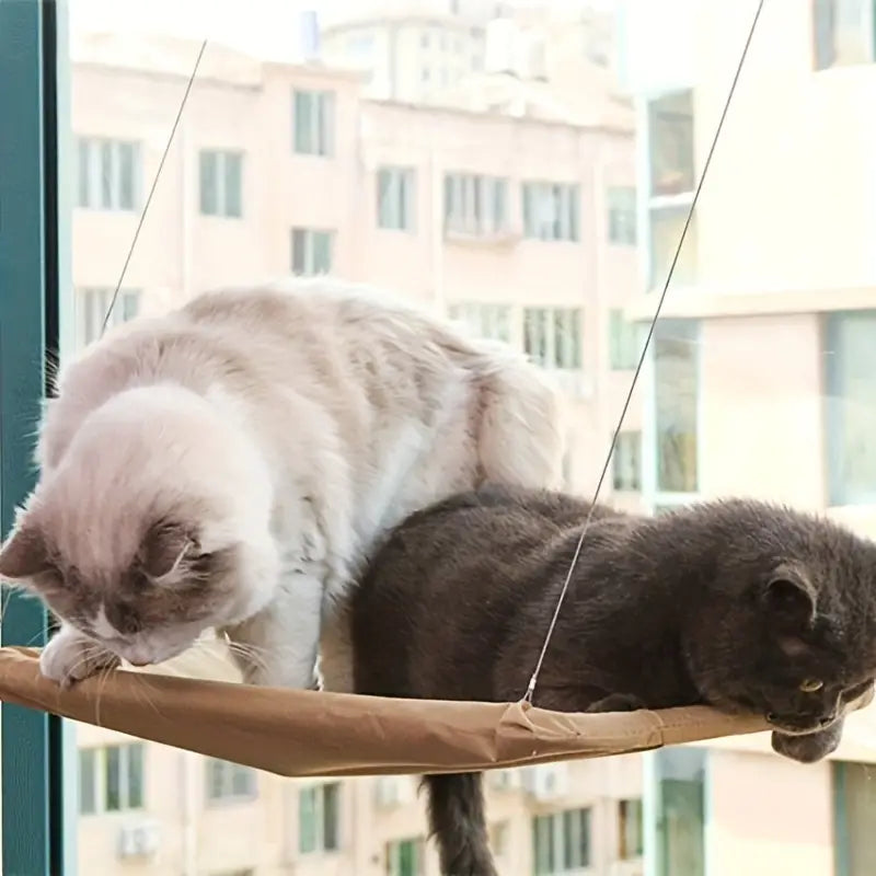 Cozy Window-Mounted Cat Hanging Hammock: Detachable, Washable, Steel Wire Suction Cup Bed For Indoor Cats!