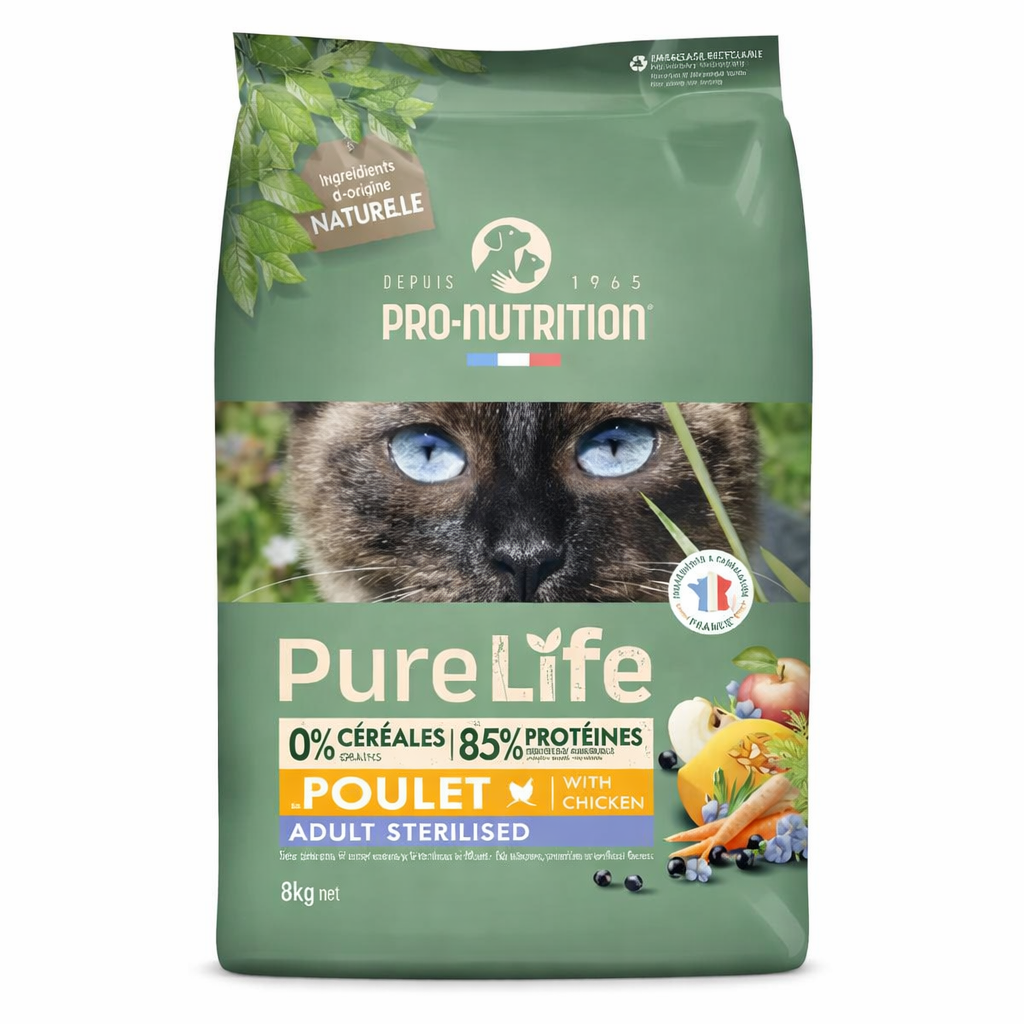 Pure Life Adult Sterilised with Chicken 2kg για στειρωμένες ενήλικες γάτες Petit Palace