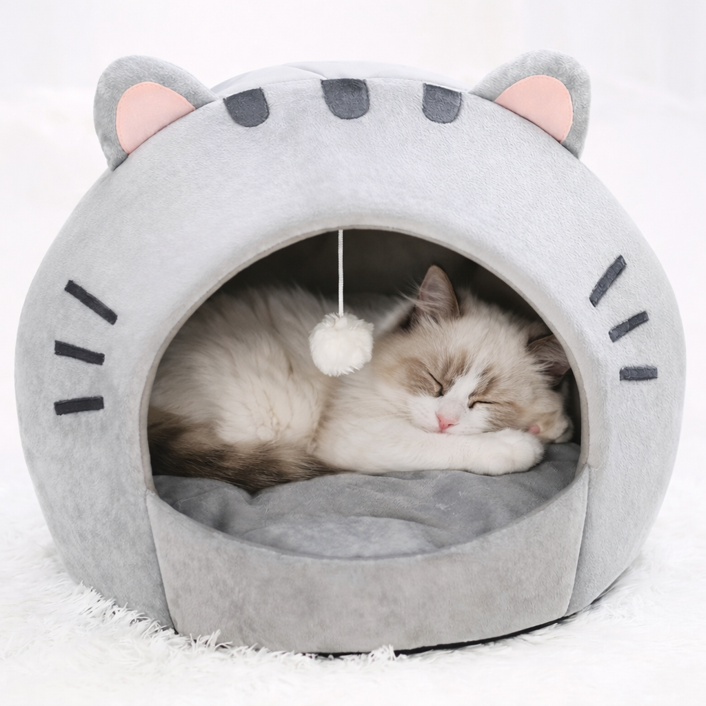 Ζεστή Φωλιά–Σπηλιά για Γάτες Cozy Cat Cave Bed με Μαξιλάρι για Άνετο Ύπνο 40X40CM Petit Palace