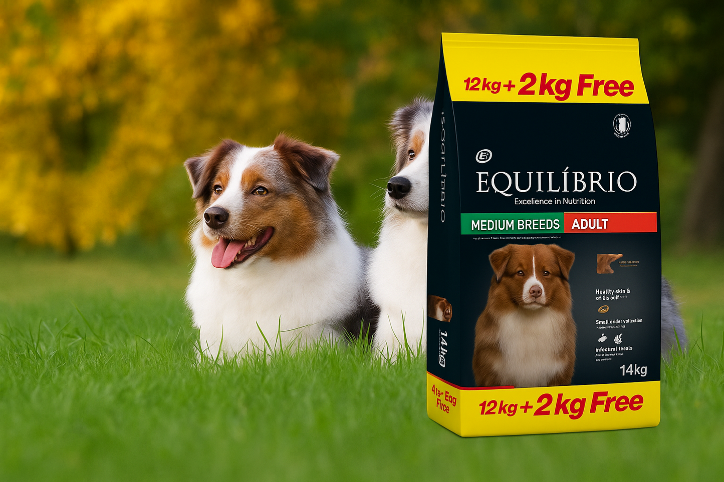Equilibrio Dog Puppy Medium Breed 12+2kg | Ξηρά Τροφή για Κουτάβια Μεσαίων Φυλών με Κοτόπουλο και Ρύζι Petit Palace