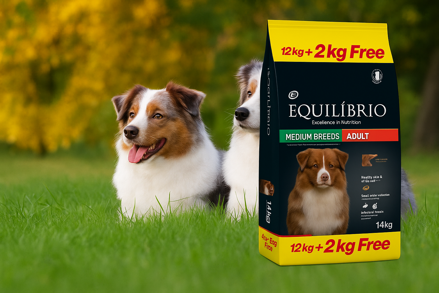Equilibrio Dog Puppy Medium Breed 12+2kg | Ξηρά Τροφή για Κουτάβια Μεσαίων Φυλών με Κοτόπουλο και Ρύζι Petit Palace