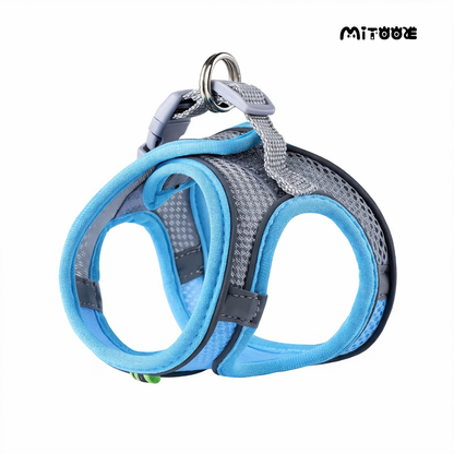 MiTOOE Μαλακό Αναπνέον Διχτυωτό Σαμαράκι  με Λουρί – Ρυθμιζόμενο Γιλέκο Περιπάτου για Μικρά Σκυλιά & Γάτες Petit Palace