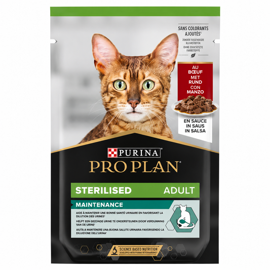Purina Pro Plan Sterilised Adult Maintenance με Μοσχάρι σε Σάλτσα 85g για Στειρωμένες Γάτες Petit Palace