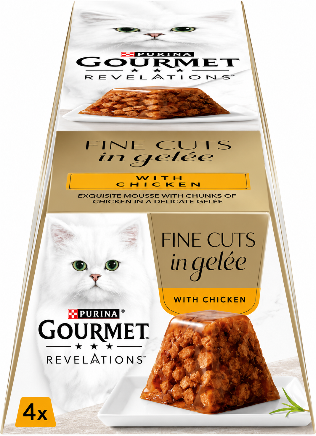 Gourmet Revelations Πολυσυσκευασία Fine Cuts σε Ζελέ με Κοτόπουλο / Σολωμό / Λευκά Ψάρια 4x57g Petit Palace