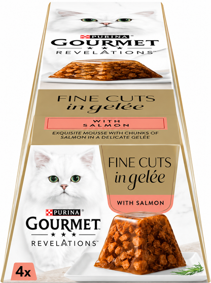 Gourmet Revelations Πολυσυσκευασία Fine Cuts σε Ζελέ με Κοτόπουλο / Σολωμό / Λευκά Ψάρια 4x57g Petit Palace
