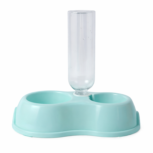 Πλαστικό Διπλό Μπολ με Μπουκάλι Νερού | Pet Water Dispenser Cat Bowl Feeder Petit Palace