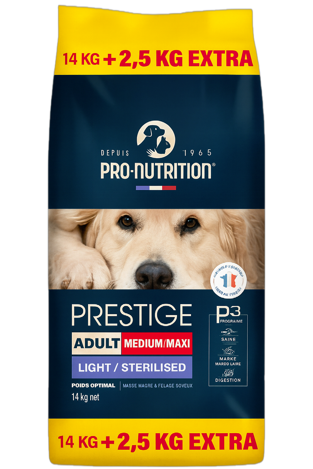 Pro-Nutrition Prestige Adult Medium/Maxi Light/Sterilised για Ενήλικους Στειρωμένους Σκύλους 3kg / 14+2.5kg Petit Palace