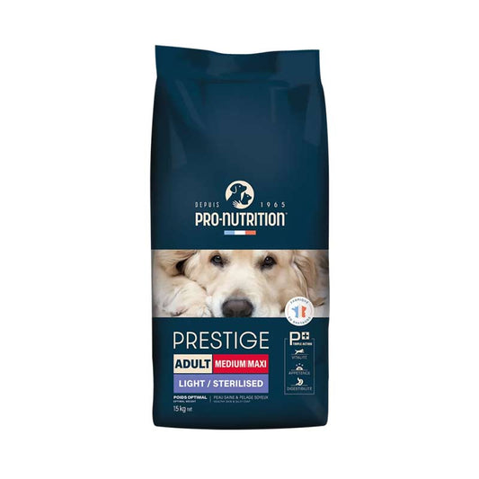 Pro-Nutrition Prestige Adult Medium/Maxi Light/Sterilised για Ενήλικους Στειρωμένους Σκύλους 3kg / 15kg / 15+3kg